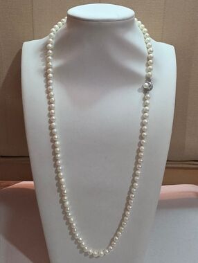 1950'S 14k JAPANESE AKOYA SALT WATER CULTURED PEARLS 24 IN 5.4 MM 22.9 Grams